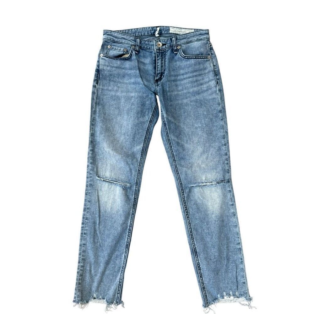 Rag & bone New York Dre Low-Rise Boyfriend jeans ripped raw hem size 24